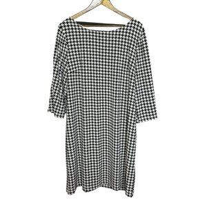 Cleo Black White Houndstooth Stretchy Shift Dress Size XXL Petites
